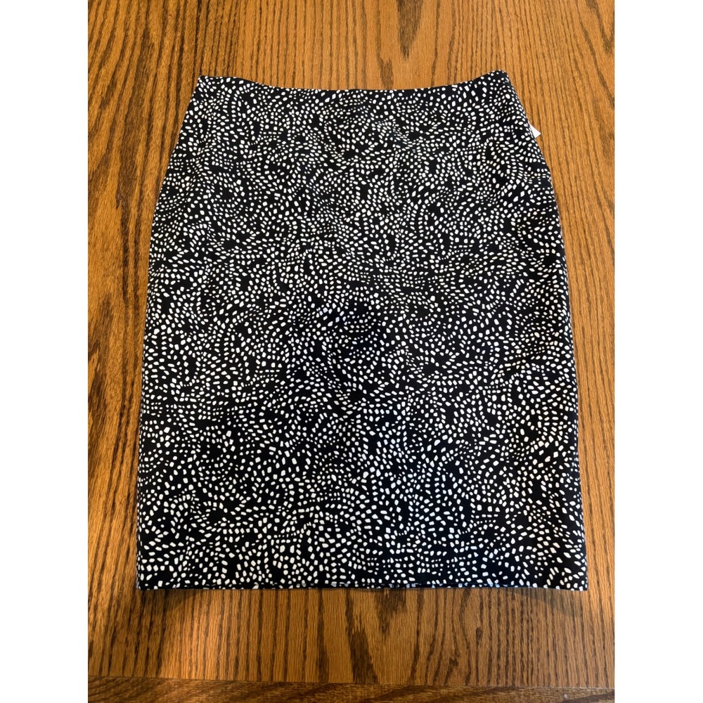 Liz Claiborne Collection Black White Dot Print Cotton Pencil Skirt Size 6 NWT